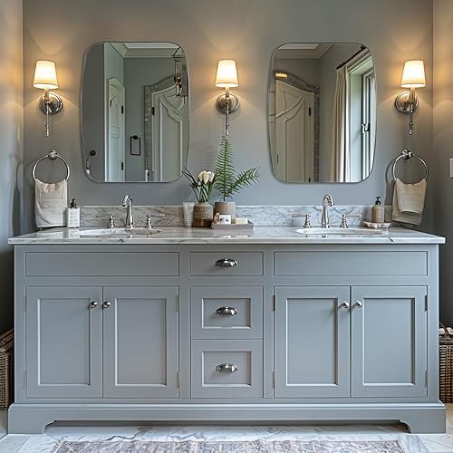 Miniatura 65 de ANDY STAR Espejos ovalados dorados para baño, espejo de pared oblongo, con marco de metal dorado cepillado de 24 x 36 pulgadas, espejo de tocador