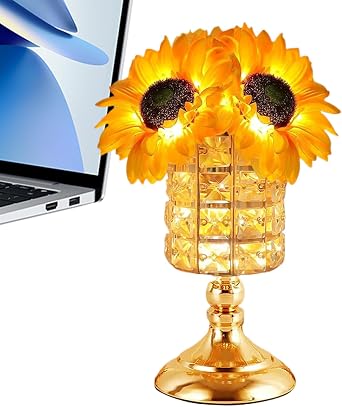 Sunflower Lamps For Nightstand - Sunflower Lamp | Cordless Sunflowers Table Lamp | 3 Colors Glass Lantern Led Touch Control For Table Nightstand Patio Bedroom Desk Kitchen And Yard
