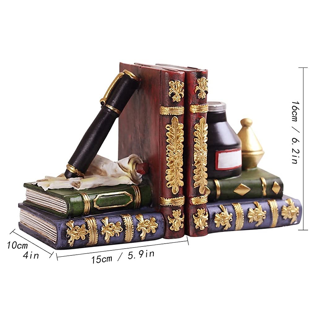 Fermalibri decorativi decorativi fermalibri, decorazione per scaffale per libri, stile retrò, per libri pesanti, creativi, per ufficio, soggiorno, decorazione per libri, fermalibri per scaffali (B)