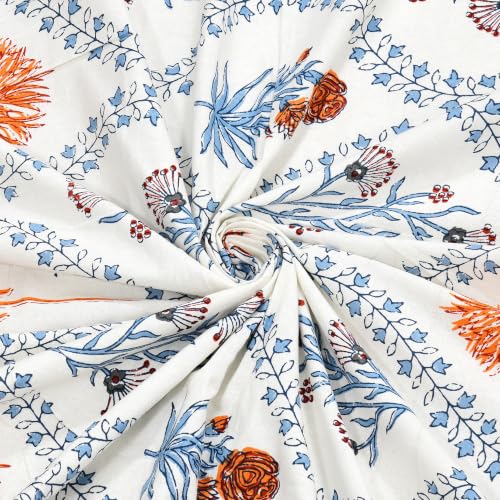 Image of BLOCKS OF INDIA 200TC Diwan Set Cotton 8 Piece | Deewan Printed Bedsheet Sets for Living Room Hall (Set of 8 Piece, 1-Bed Sheet | 2-Bolster Cover | 5-Cushion Cover (Color 51)