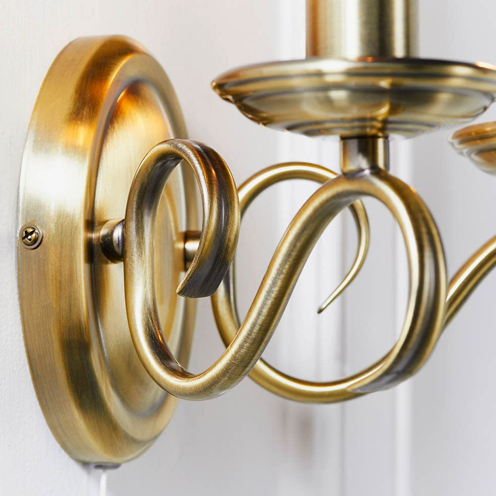 Dekorative Wandleuchte - Dimmbare Doppelwandleuchten mit Zugakkordschalter - Twisted Arm Indoor Wandlampe - LED Wandleuchte für Schlafzimmer Flur 60W E14 Kerze (nicht enthalten) Messing