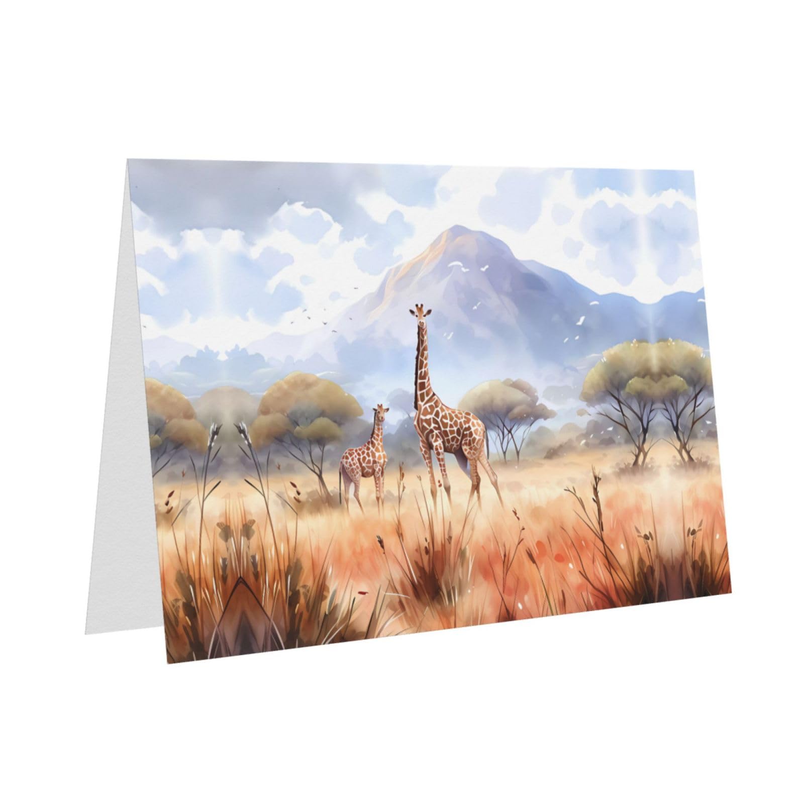 Biglietto di compleanno con giraffa carina e giraffa, per bambini, 147 mm x 147 mm