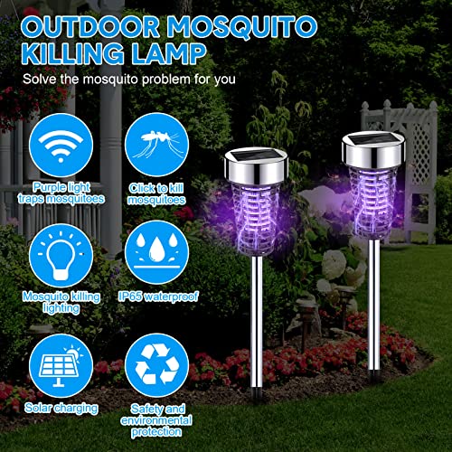 Qualirey 4 Pack Solar Bug Zapper Outdoor Mosquito Waterproof Led Light Mosquito Repellent Outdoor Mosquito Killer Bug Zapper For Indoor Outdoor Patio Yard #TOP2