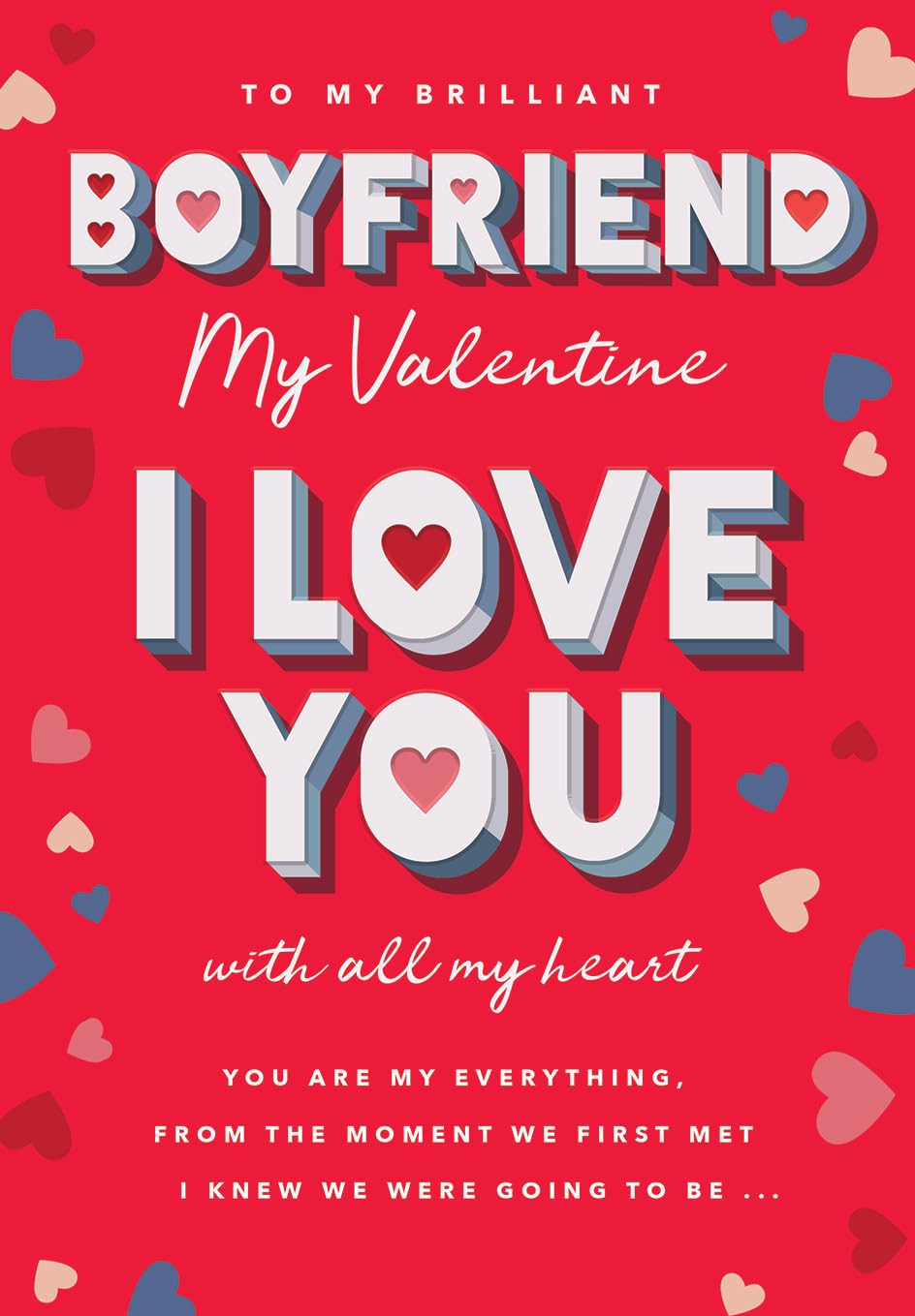 Piccadilly Greetings Valentine's Day Card, To my Brilliant Boyfriend - 9 x 6 inches