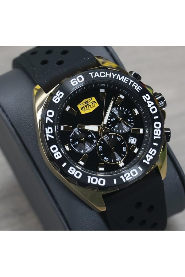 Invicta Racing Stainless Steel Men's Quartz Watch - 43mm, Gold/Black, Strap by Invicta - Used condition - Image 2