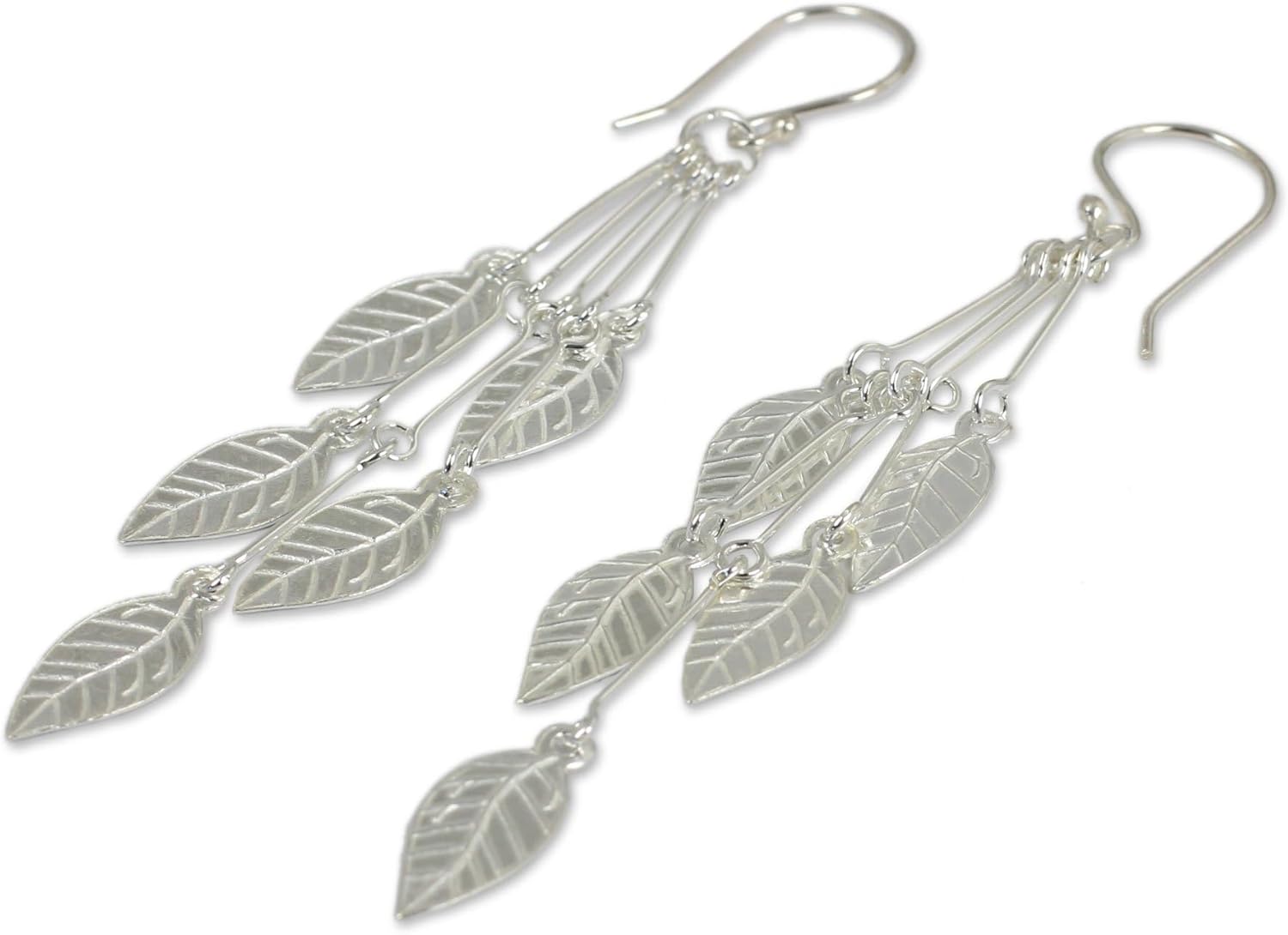 NOVICA Artisan Handcrafted .925 Sterling Silver Dangle Earrings | Leaf Design Earrings | Jewelry Dangle Earring | Stainless Steel Dangle Earrings | Handmade Leaf Dangle Earring | Thailand Themed