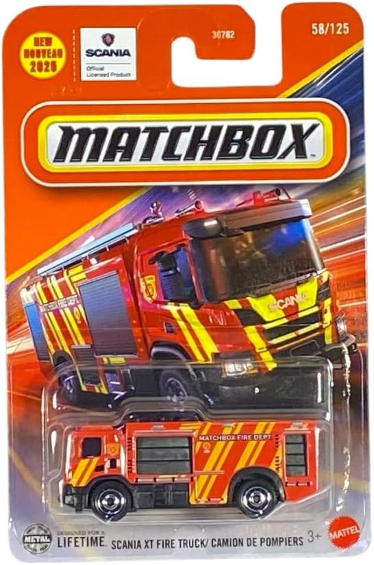 Matchbox Scania XT Fire Truck [Red] 58/125, New for 2025! 1:64 Scale Diecast Toy Vehicle