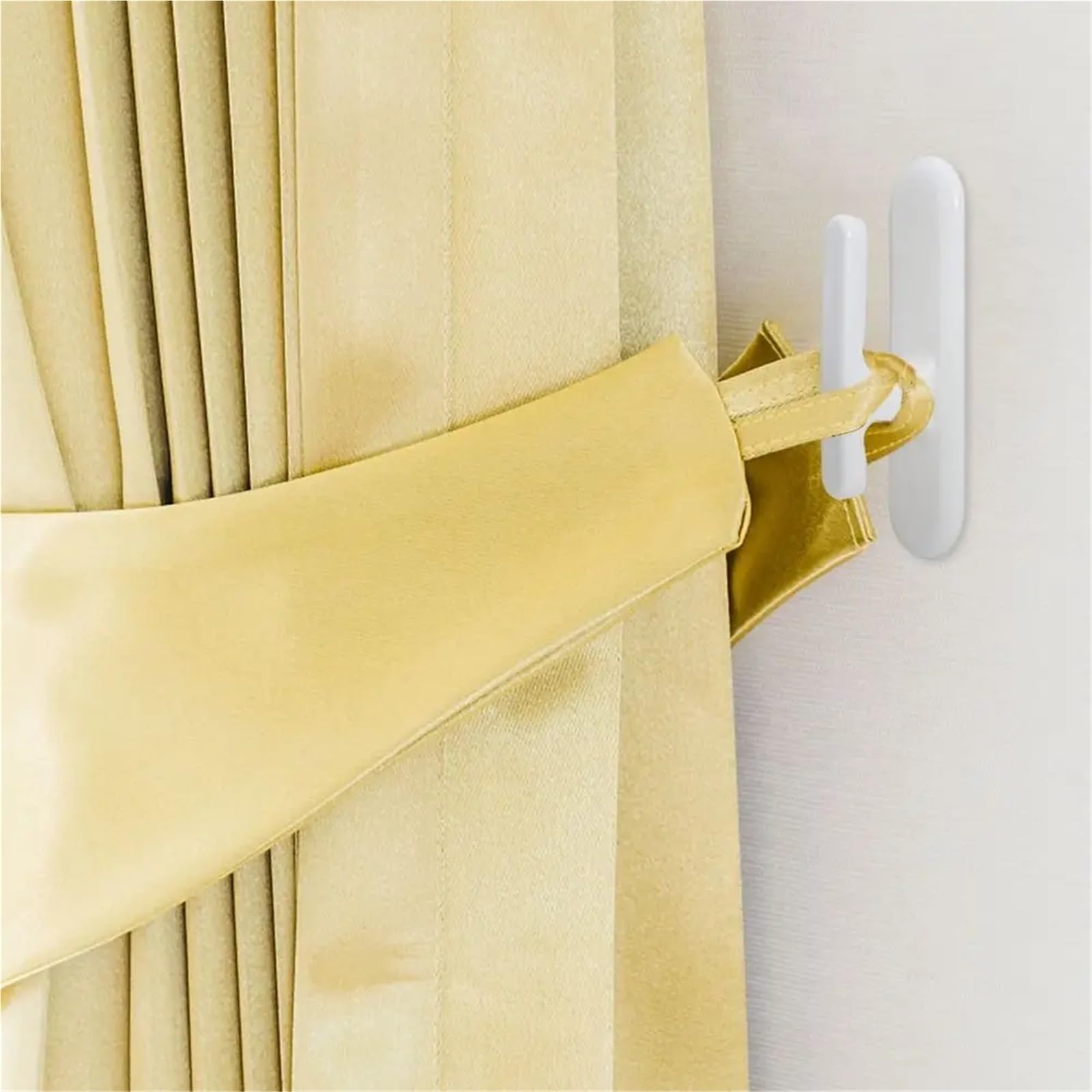 Lot de 4, 8 ou 10 enrouleurs Cordon Auto-adhésifs en Plastique Blanc for Rideaux fenêtre, Crochets for, sans Perforation, Support Corde à Tirer pour Rideaux(10Pcs)