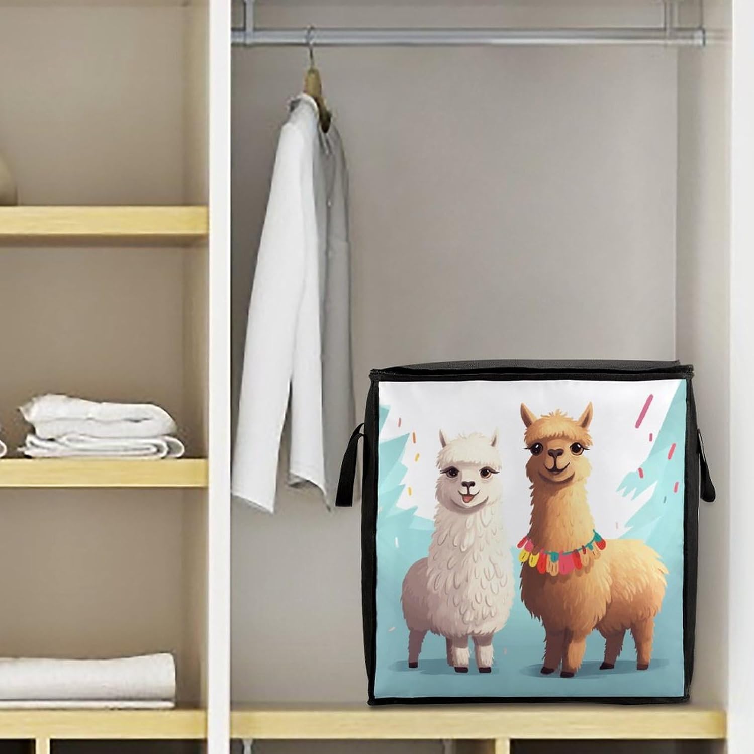 Llama Alpaca Storage Bag with Zippers And Handle Extra Large Bedding Comforter Storage Bag Foldable Blanket Storage Bags Fabric Moving Bags for Closet Organizer (70L)