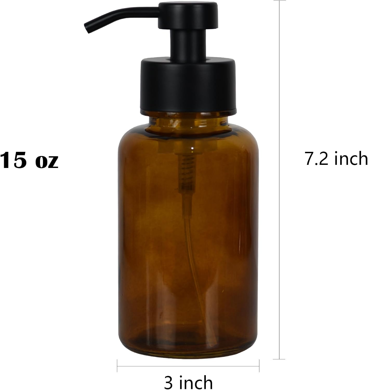 15 oz Glass Foam soap Dispenser with Black Rust-Proof Foam Pump