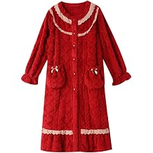 Nightgown Women's Pajamas Winter Coral Fleece Thick Plus Velvet Bathrobe Women's Autumn and Winter Flannel Bathrobe