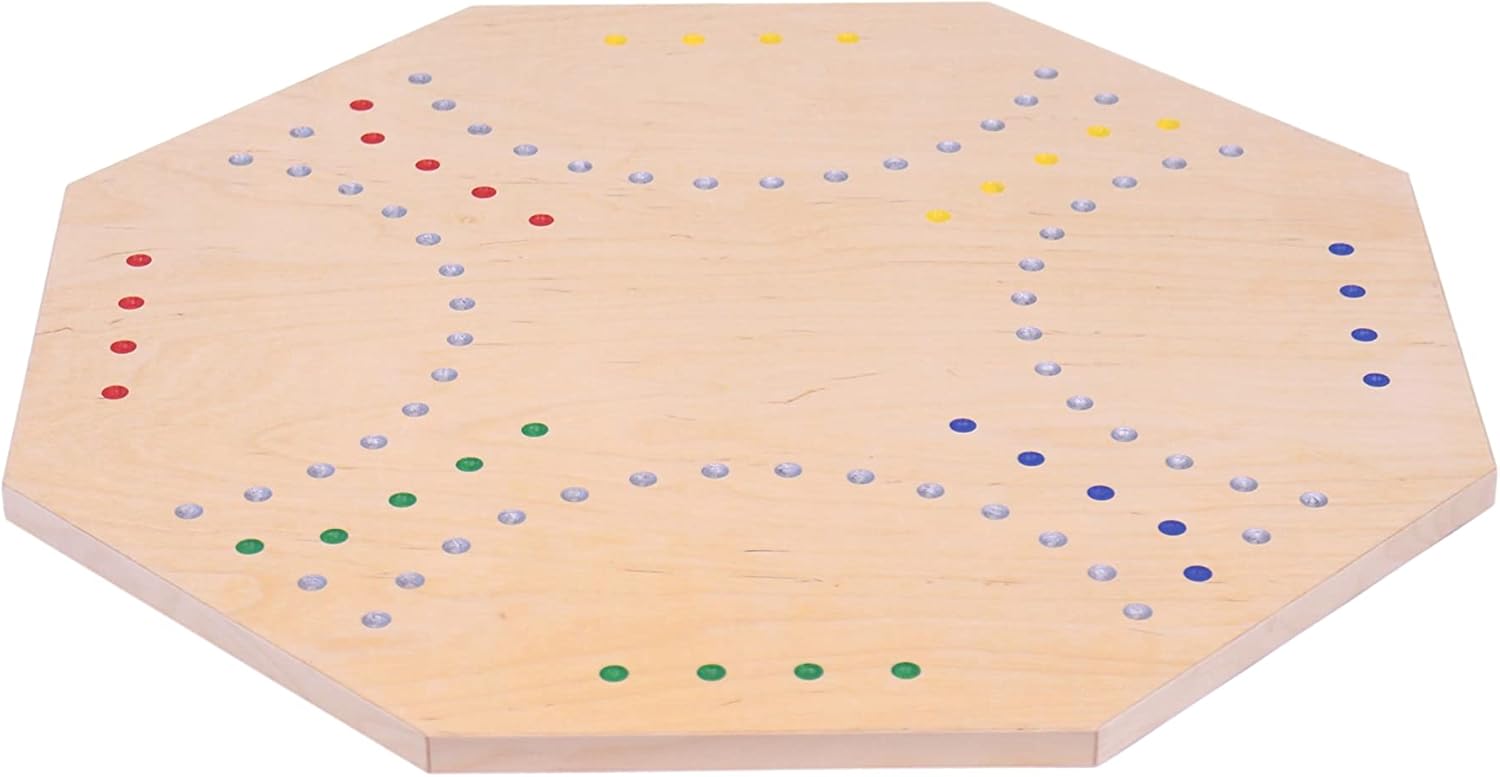 AmishToyBox.com Marble Chase (Cards N' Marbles) Wooden Game Set - Double-Sided 23" Wide Board - Includes Playing Cards and Marbles
