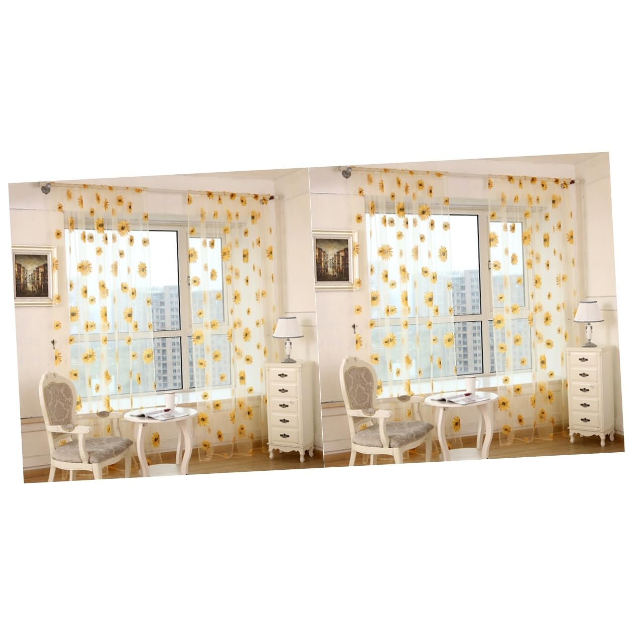 Voile transparent imprimé orange unique et décoratif pour sublimer le style de votre salon