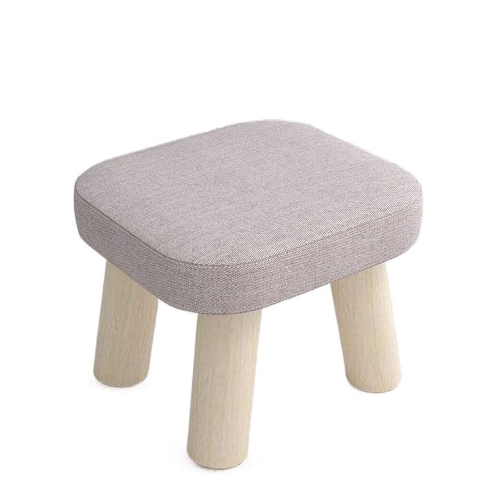JKUHA Square Linen Ottoman Stool, Sponge Padded Seat Footstool with Removable Cover and Wooden Legs, for Living Room Bedroom (Color : Light grey, Size : 10.62x10.62x7.87'')