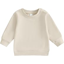 Toddler Baby Girl Boy Basic Solid Plain Cotton Sweatshirt Tops Long Sleeve Tee Shirt Pullover Infant Baby Clothes