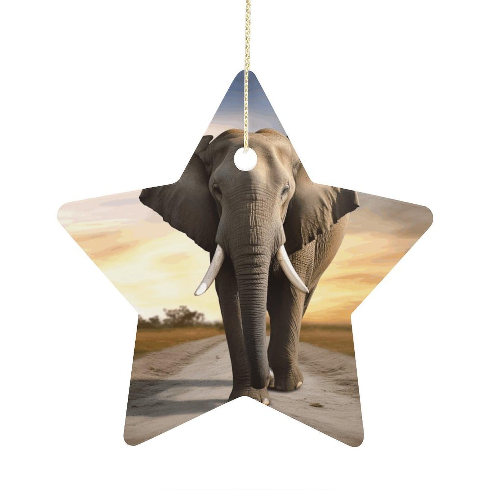 Fodpand Women's Style Elephant Walking Ornament With String, Keepsake Hanging Decorations,Ceramic Ornaments For Men Indoor Home Holiday Party Gifts