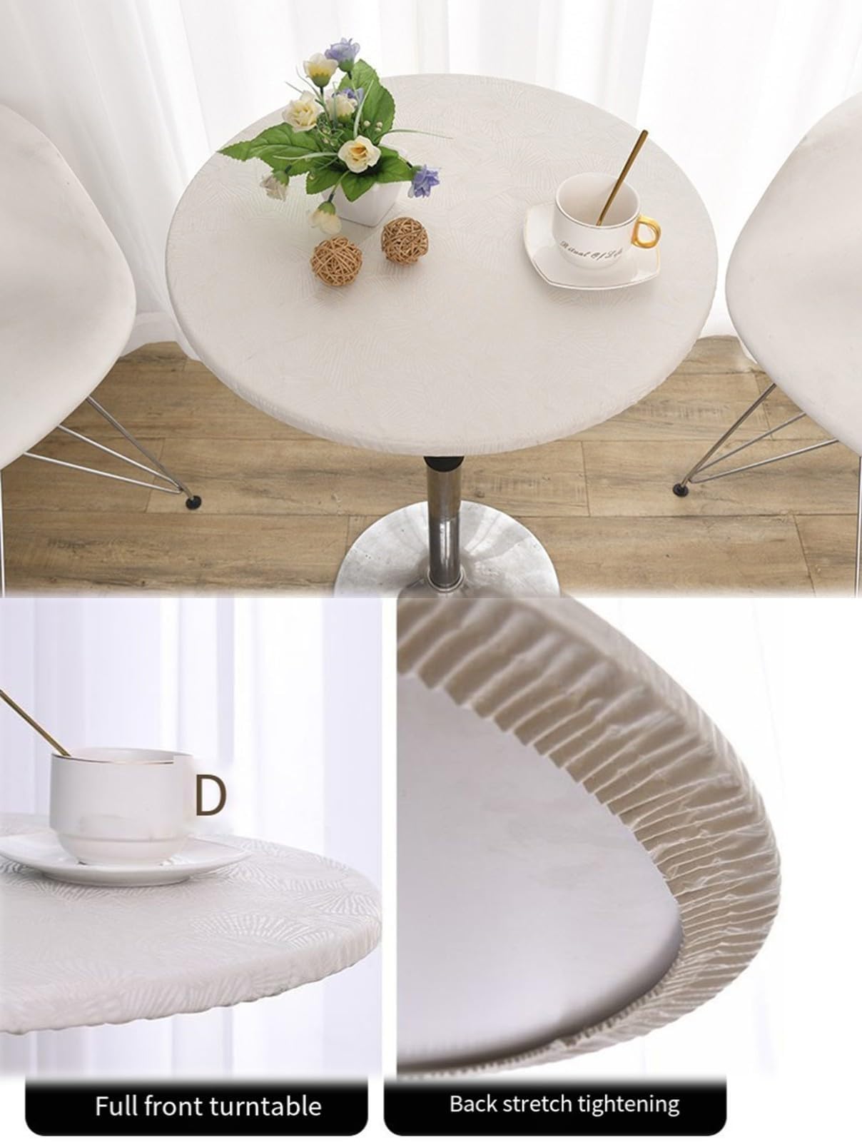 Copritavolo Rotondo, Protezione per Tavolo Rotondo, Tablecloth Rotondo Non Slip con Bordo Elastico Mollettone Tavolo Lavabile Antimacchia Tovaglia Plastificata Rotonda D,160cm