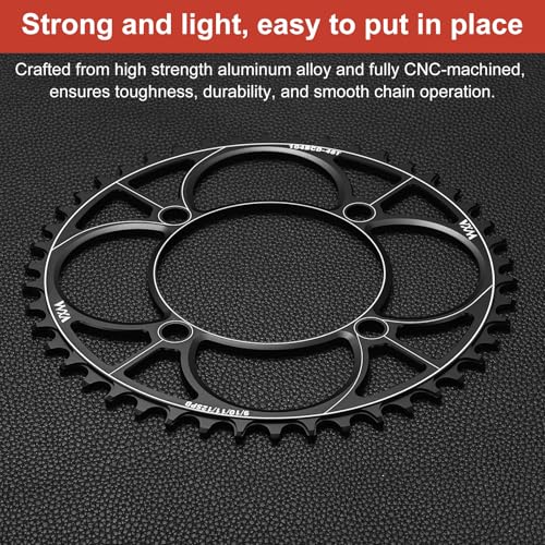 HARFINGTON 110BCD Bike Chainring 50T 7/8/9/10/11/12 Speed 207.82mm Diameter Round Aluminum Narrow Wide Tooth Bike Chainwheel for MTB Road Bike, Black by HARFINGTON - Image 4