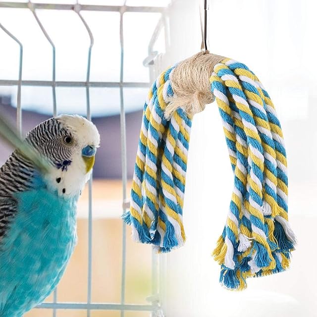Foto 3 de 8 de Pssopp Juguetes para Masticar pájaros para Mascotas, Cuerda de algodón para Loros, Juguete para Masticar