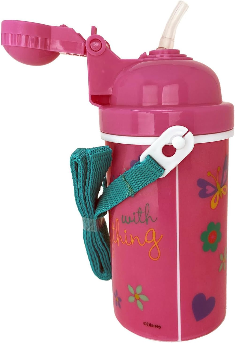 GRANSHOP Disney Classic Minnie Carrying Strap One Touch Water Bottles with Reusable Built in Straw - Safe Approved BPA Free, Easy to Clean (Minnie Canteen 16.9oz) image 5