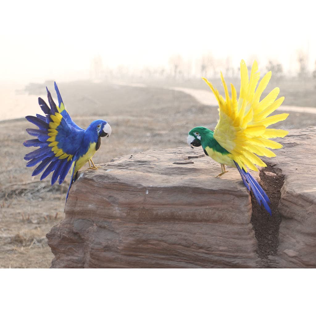 Sharplace artificiel Plumes Figurine en Plastique Paysage Ornement Jardin Décor Bricolage Halloween, Perroquet bleu
