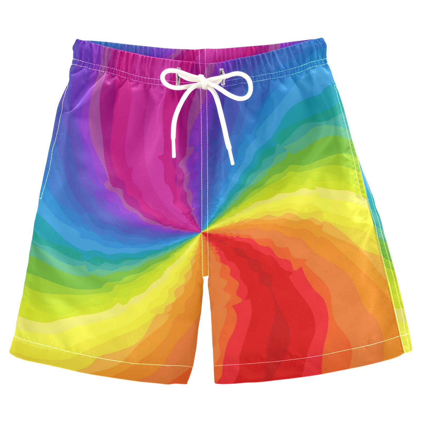 Anantty Boys Swim Trunks Abstract Rainbow Swimming Beach Board Shorts Trunks Swimwear Bathing Suit Swimsuit Beachwear