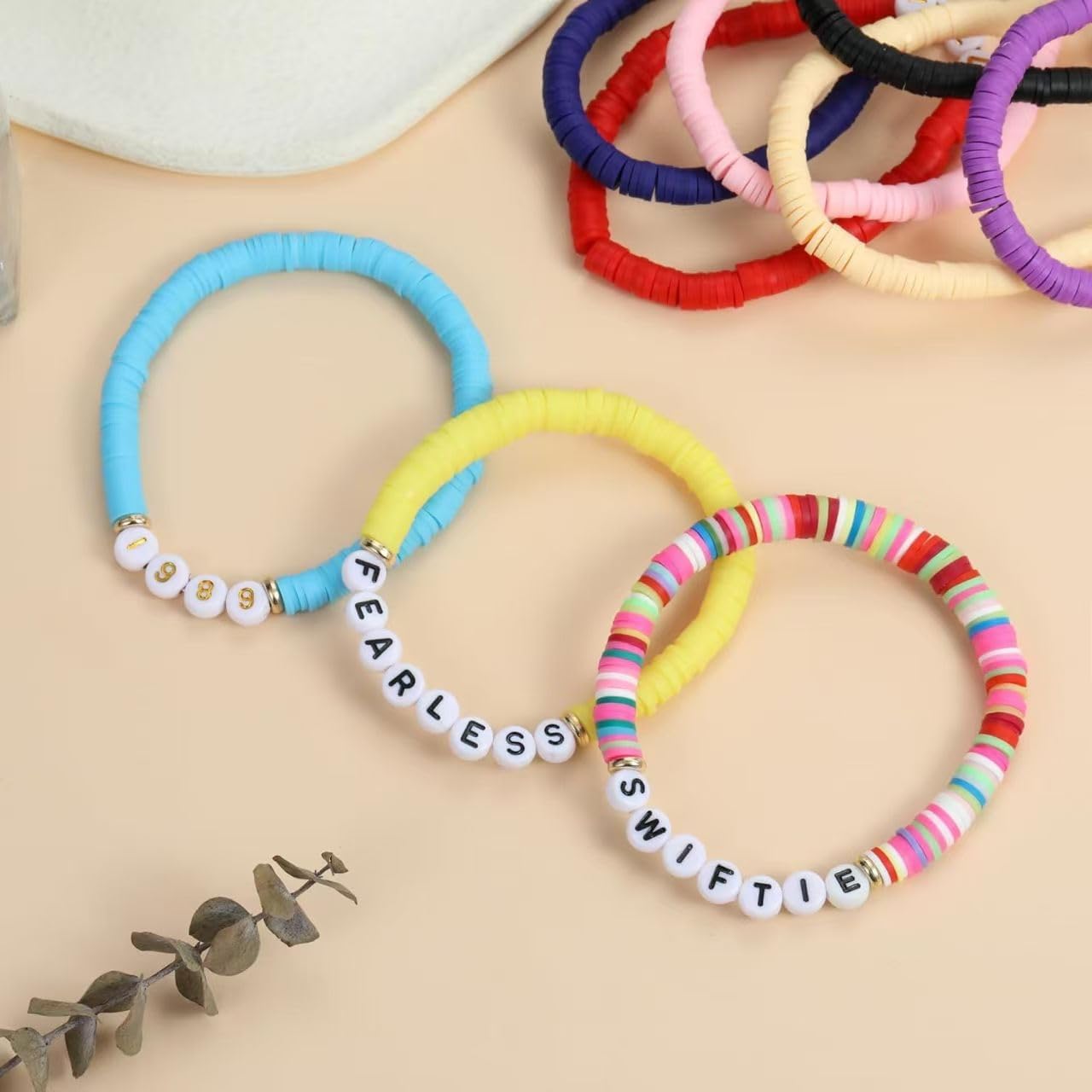 300Pcs Letter E Beads for Bracelets,4x7 mm White Bulk Round Acrylic Alphabet Beads for Jewelry Making DIY Decoration Accessories Stuff - Image 4