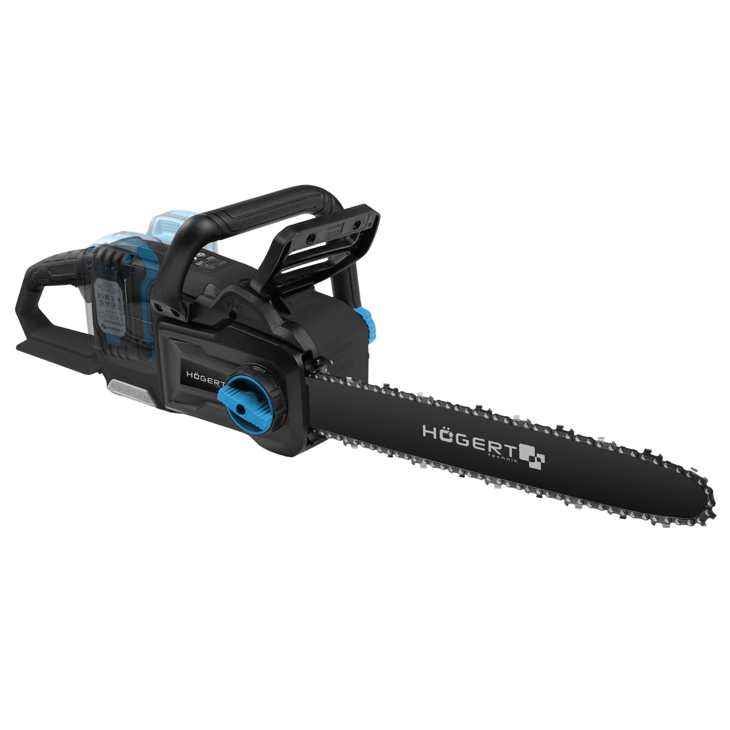 HÖGERT TECHNIK Motosierra a Batería 2x18V OneAccuSystem, motor sin escobillas, motosierra inalámbrica de 14 pulgadas, motosierra eléctrica para madera, leña y trabajos de jardín, sin batería