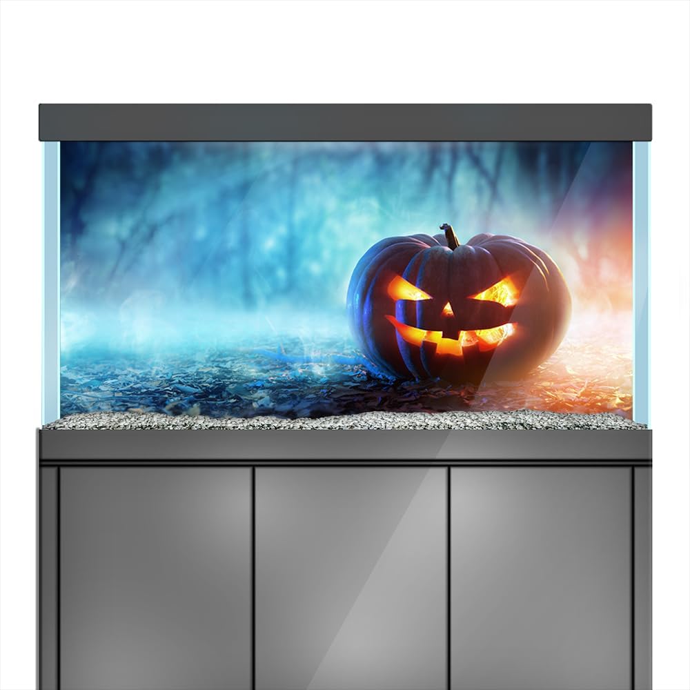 Aquarium Background Stickers - Halloween Pumpkin - Fish Tank Reptile Terrarium Decor Poster (120 x 60 cm / (47.2 x 23.6 inches))