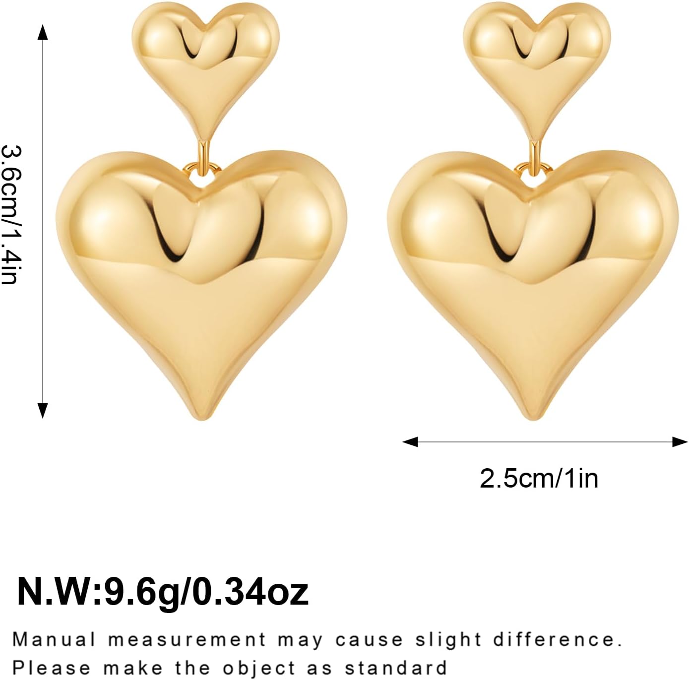 FAMARINE 14K Gold Plated Heart Earrings for Mom Classic Love Dangle Earrings Gift for Women - Image 6