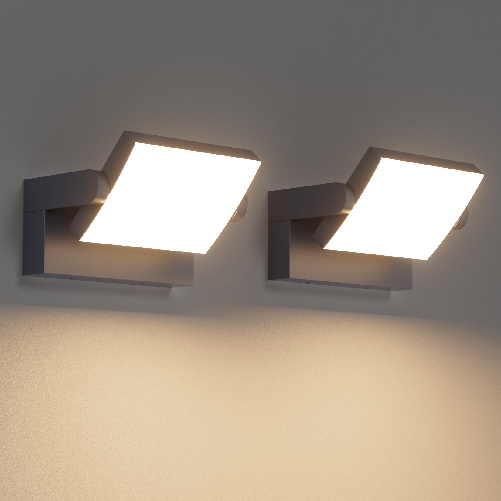 Klighten 2 Pieces 24 W LED Wall Sconces Outdoor Indoor IP65, Adjustable Wall Light, Modern Aluminium Wall Lamp for Entrance Terrace Hallway, 1500 LM, Warm White 3000K, Anthracite