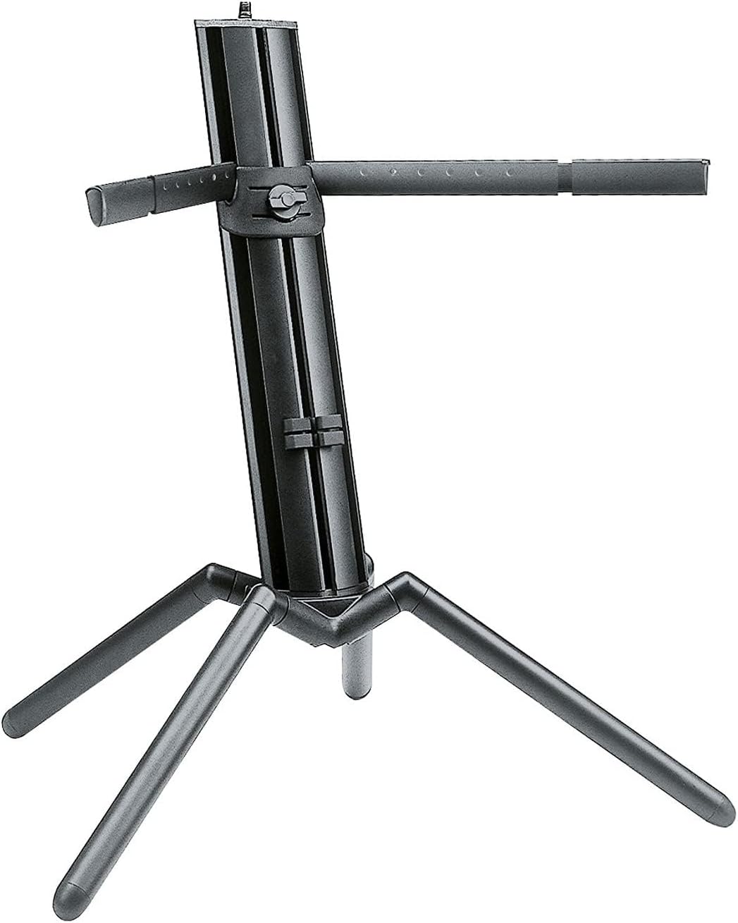 K&M Konig & Meyer 18840.000.35 Baby Spider Pro Keyboard Stand | Height & Depth Adjustment | Extendable Arms | Mic Boom Thread | Cable Clamp | Folds For Travel | German Made | Black Anodized