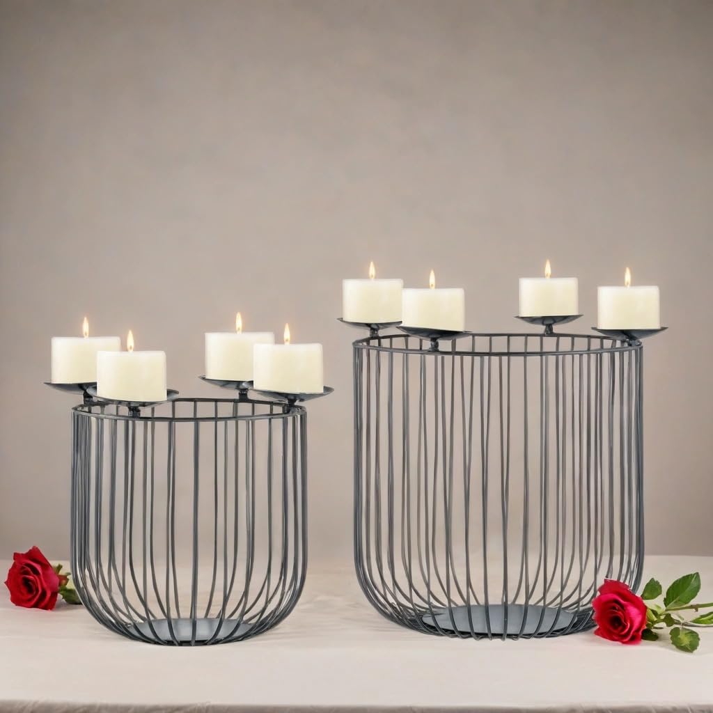 2er Set Moderner Kerzenständer Donato modern aus Metall in Schwarz