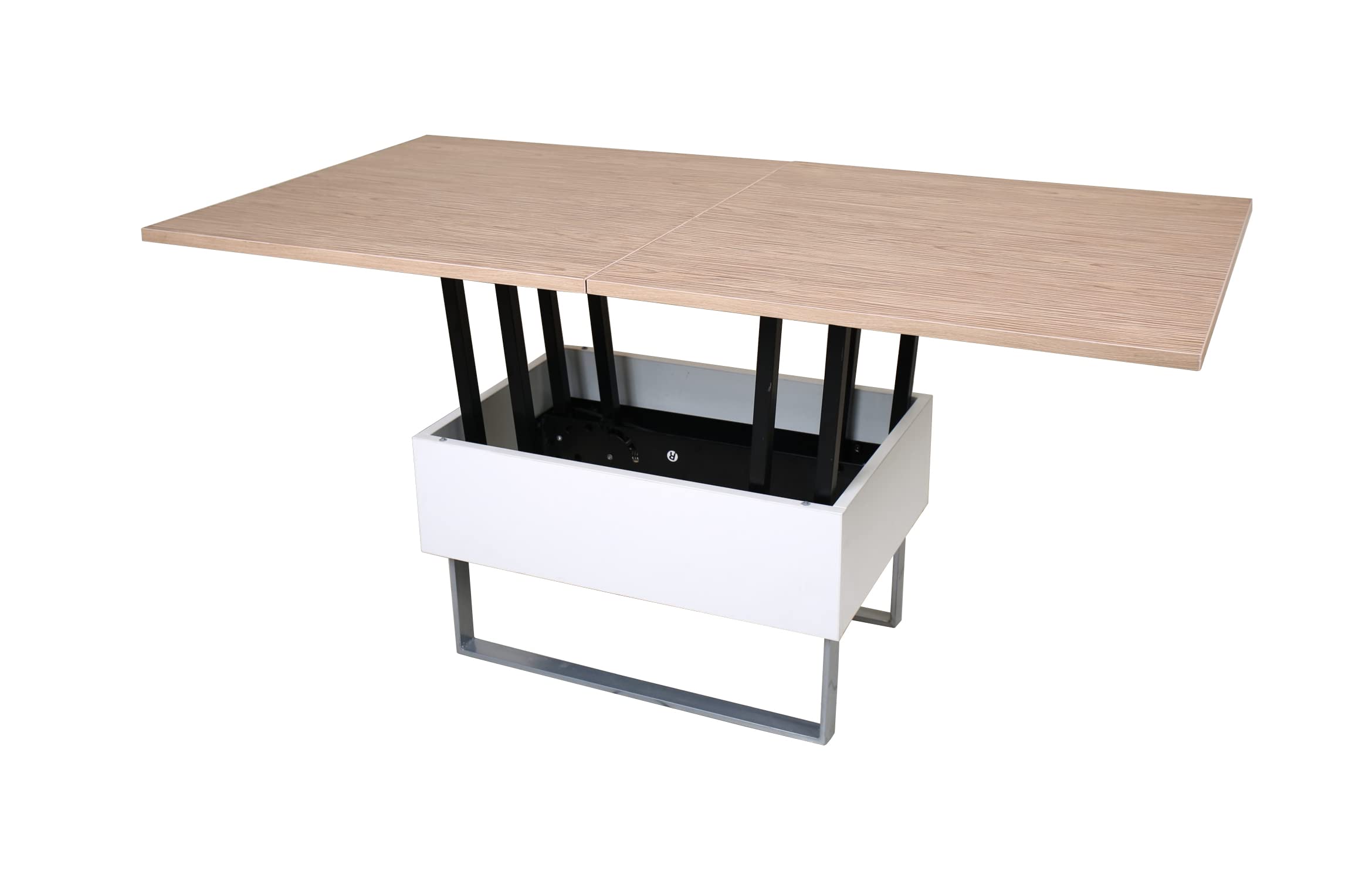 s k grill art Center Table Cum Dining Table Convertible Metal Wrought Iron Frame Commercial Plywood Top (Center Table 2.5 x 2.5 Dining Table 2.5 x 5 feet) (Steam Beach)