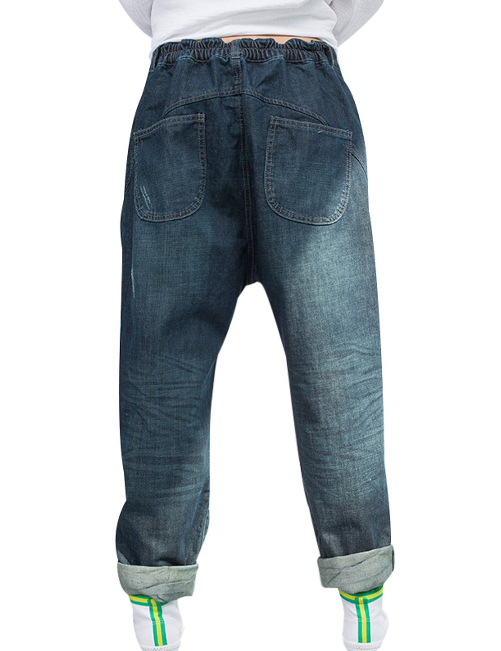 Youlee Femmes Pantalon élastique en Harem de Taille Jeans en Coton