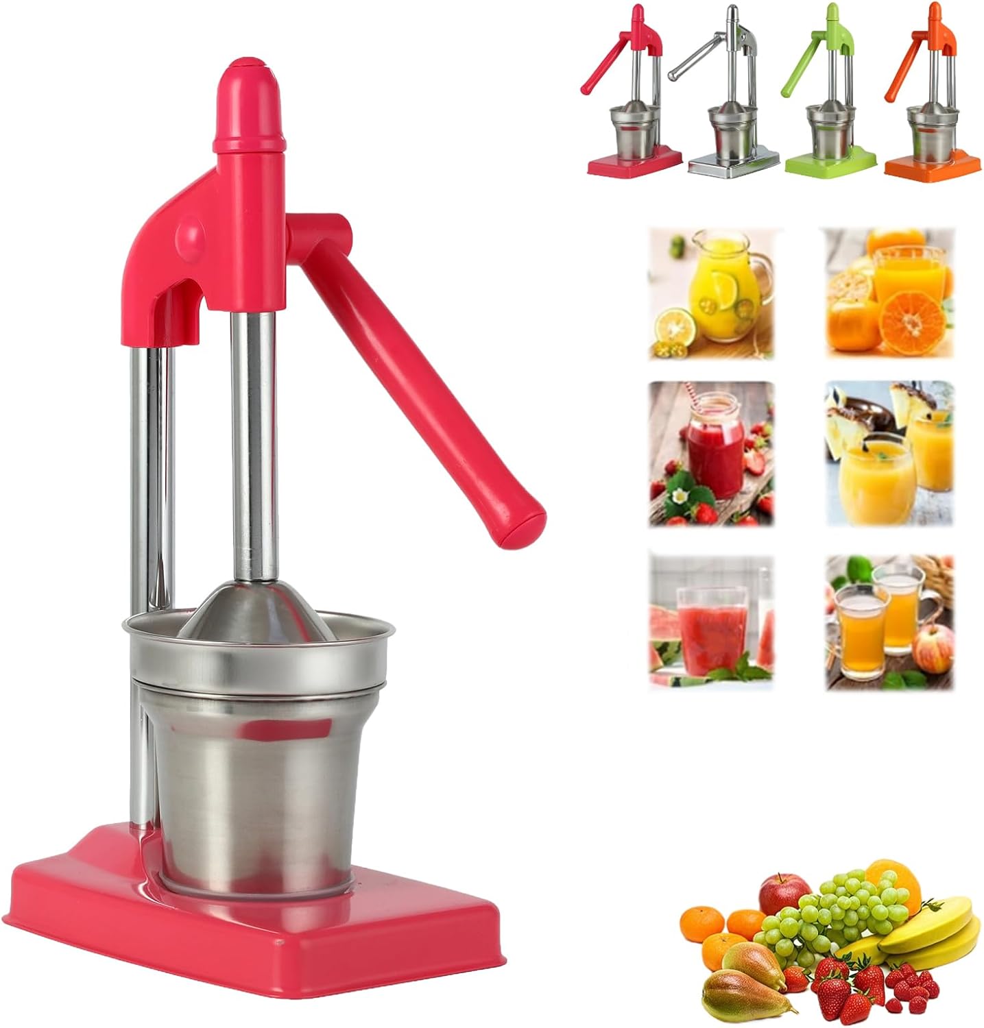 Cast Iron Juicer Hand Press, Heavy Duty Cast Iron Manual Juicer, Stainless Steel Lemon Squeezer, Lime Citrus Crusher Machine for Fresh Lemonade and Orange Juice
