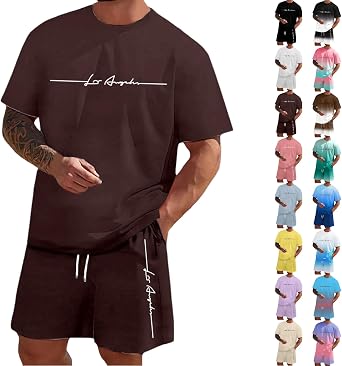 Men Short Sets Outfits Mens Summer Outfit Athletic Plus Size Matching T-Shirt & Shorts Fashion Clothing Beach Vacation