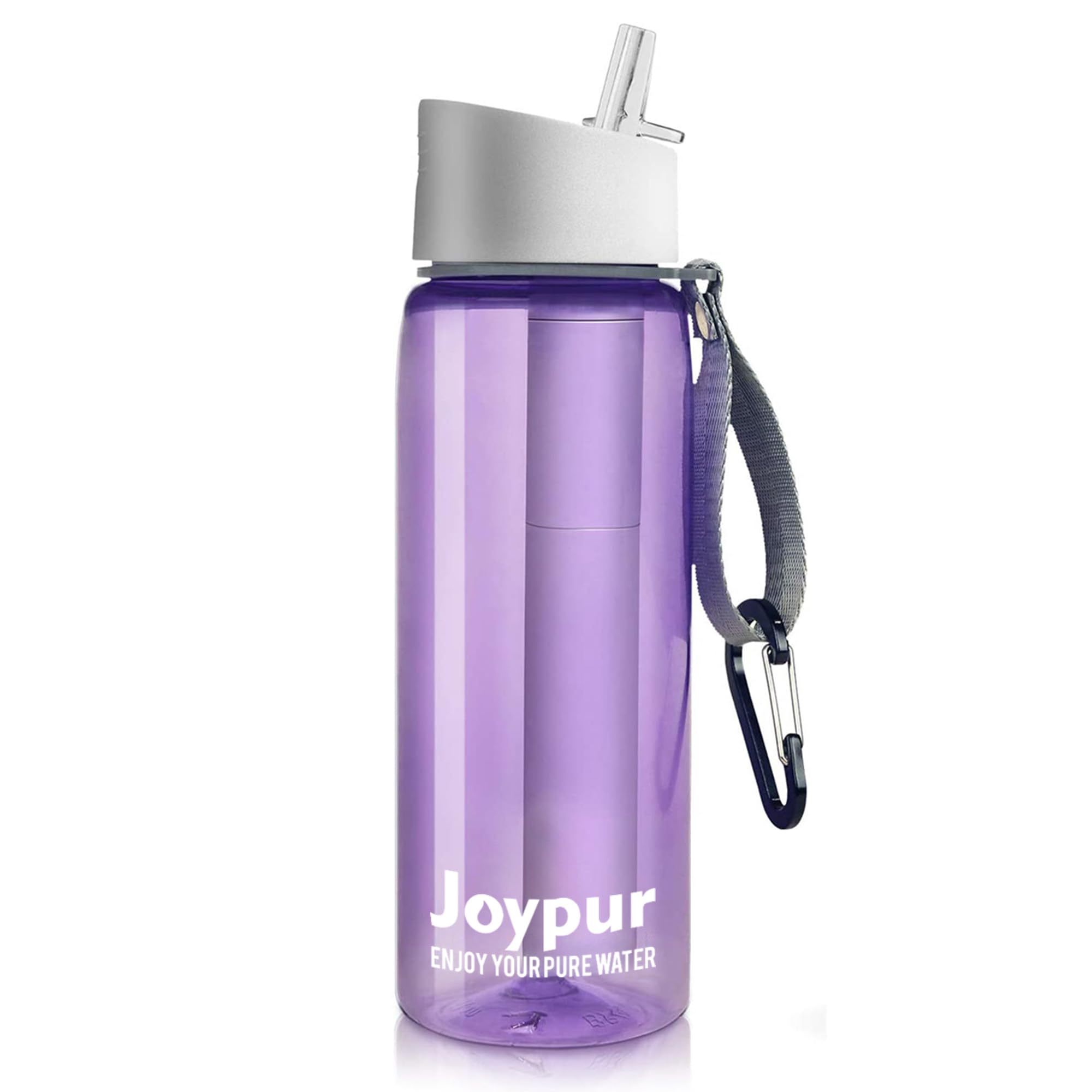 Gourde filtrante eau non potable Bouteille d'eau extérieure avec filtre 650 ml Filtre à eau de survie avec 5 couches de matériaux filtrants pour le sport Camping Randonnée,Violet