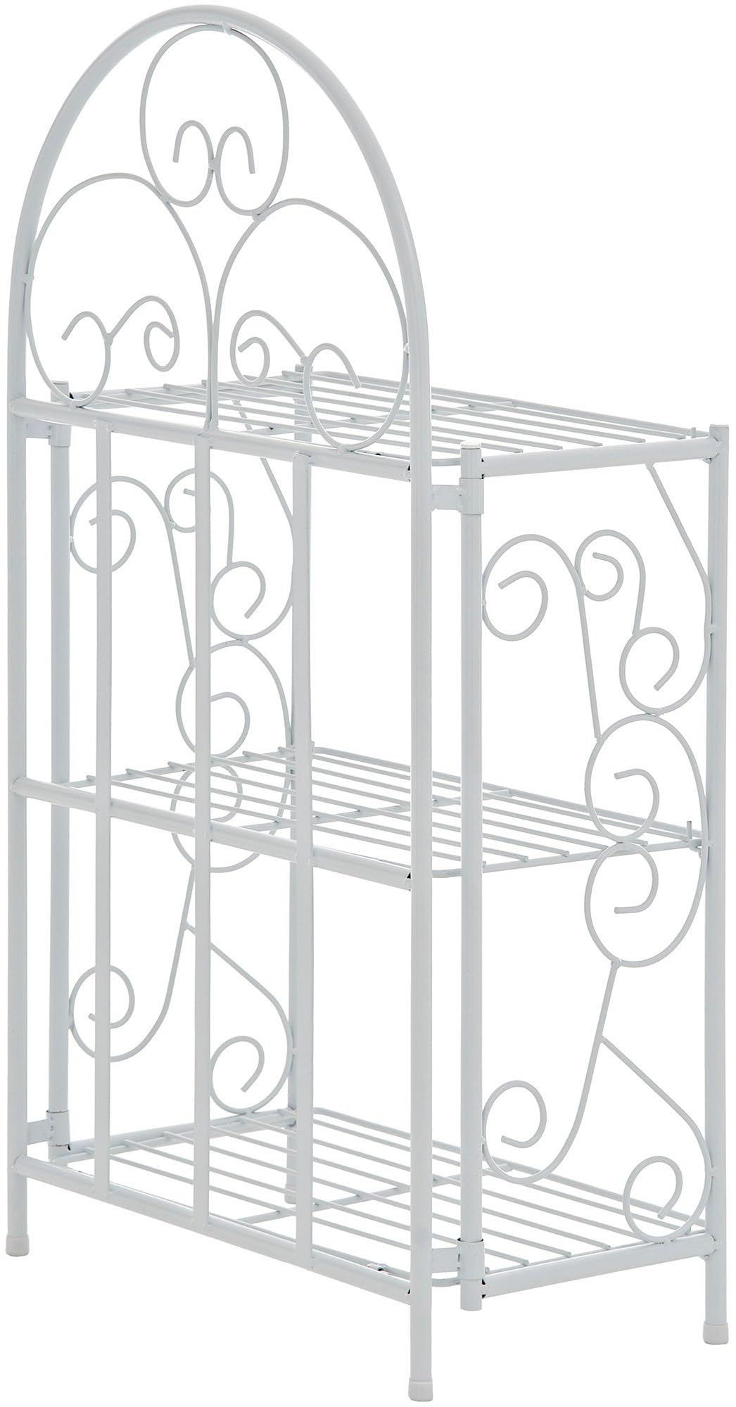 CLP Scaffale Rosa, stabile in stile country | Scaffale pieghevole in ferro con 3 ripiani | Disponibile in vari colori, Colore:bianco