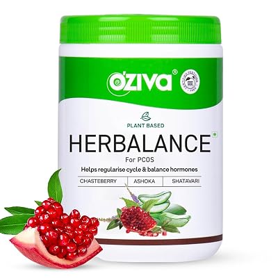 OZiva Plant Based HerBalance for PCOS Supplements for Women 200g, with Myo-Inositol, ChasteBerry, Shatavari, PCOS Supple