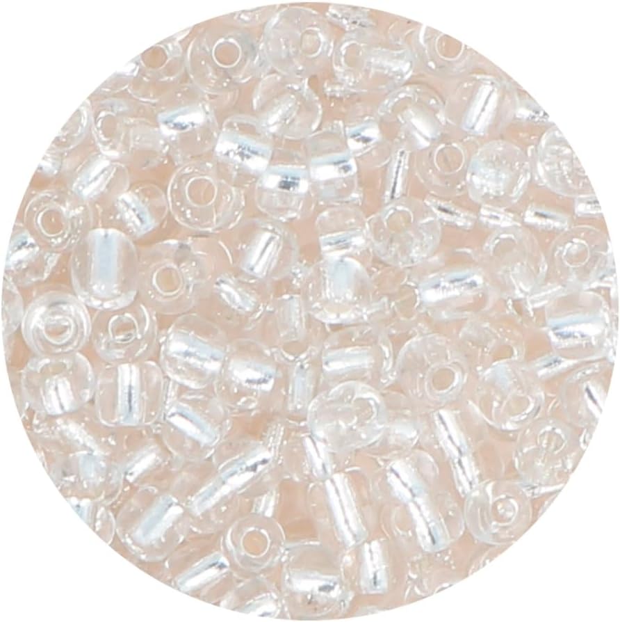 Round Glass Rock Silver Clear Silver 3.8mm 6/0 500g