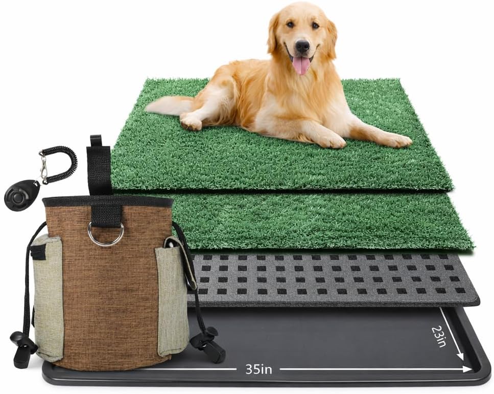 Dog Grass Pad with Tray, Dog Treat Pouch