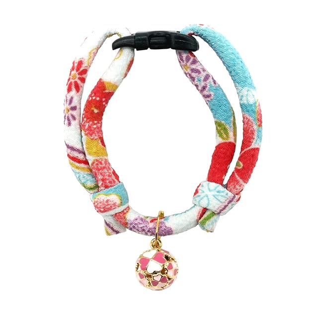 PetSoKoo Collar de Gato de trébol de Cuatro Hojas con Hebilla de Campana. Chirimen. Bonito Collar de Gatito…
