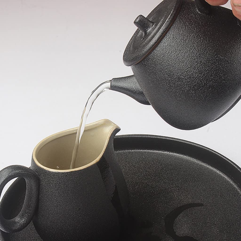 Hervidor Para Estufa 210 Ml Tetera De Estilo Japonés Tetera De Cerámica Tetera Para El Hogar Juego De Té De Kung Fu De Cerámica Negra Olla Individual Para Acampar Olla Retro Suministros De Cocina Tet