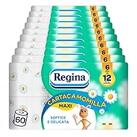 Regina Cartacamomilla - 60 Rotoli di Carta Igienica, 300 Soffici Fogli a 3 Veli