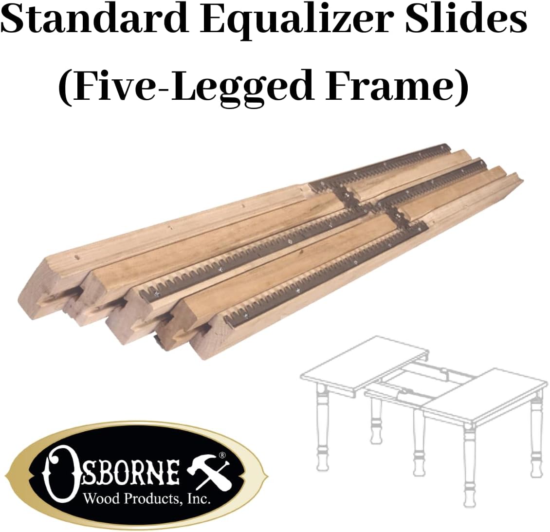 Osborne Wooden Standard Equalizer Table Slide Set, 50" Table Slide (Allows for 49" Opening), Table Extension Slides for Large Tables, Supports 5-Legged Tables