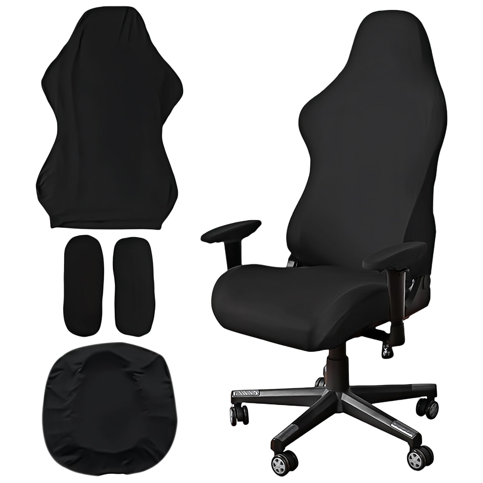 Juego de 4 fundas para sillas de juegos, fundas para silla de oficina, funda para silla de oficina, funda para silla de juegos, con reposabrazos/respaldo de silla, funda para silla de gaming, para