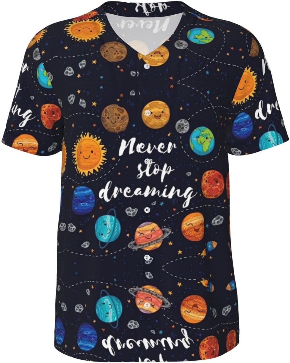 Cute Planet Stylish Softball Jersey,Personalized and Breathable Baseball Button Down for Men for All Seasons and Occasions