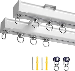 Aluminum Alloy Ceiling Curtain Track Double Rail Set – 190cm (74.8in) Gray Silent Curtain Rod - View #2