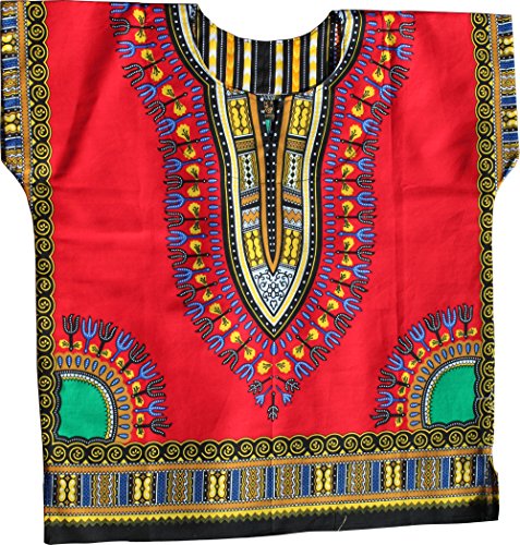 Image of RaanPahMuang Unisex Bright Africa Classic Childrens Dashiki Cotton Shirt Boys Girls